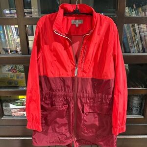 Talbots Bold Red Zip-Up Windbreaker Jacket